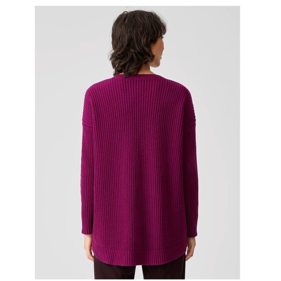 New Eileen Fisher | High/Low Recycled Cashmere & Wool Sweater in Purple - Picture 8 of 8